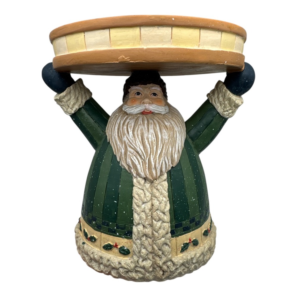 Santa St. Nick Pillar Candle Holder Holiday Christmas 6" Diameter x 8.25" H